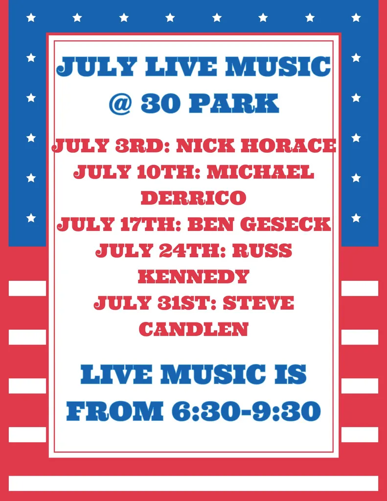 July Live Music @ 30 Park: Russ Kennedy