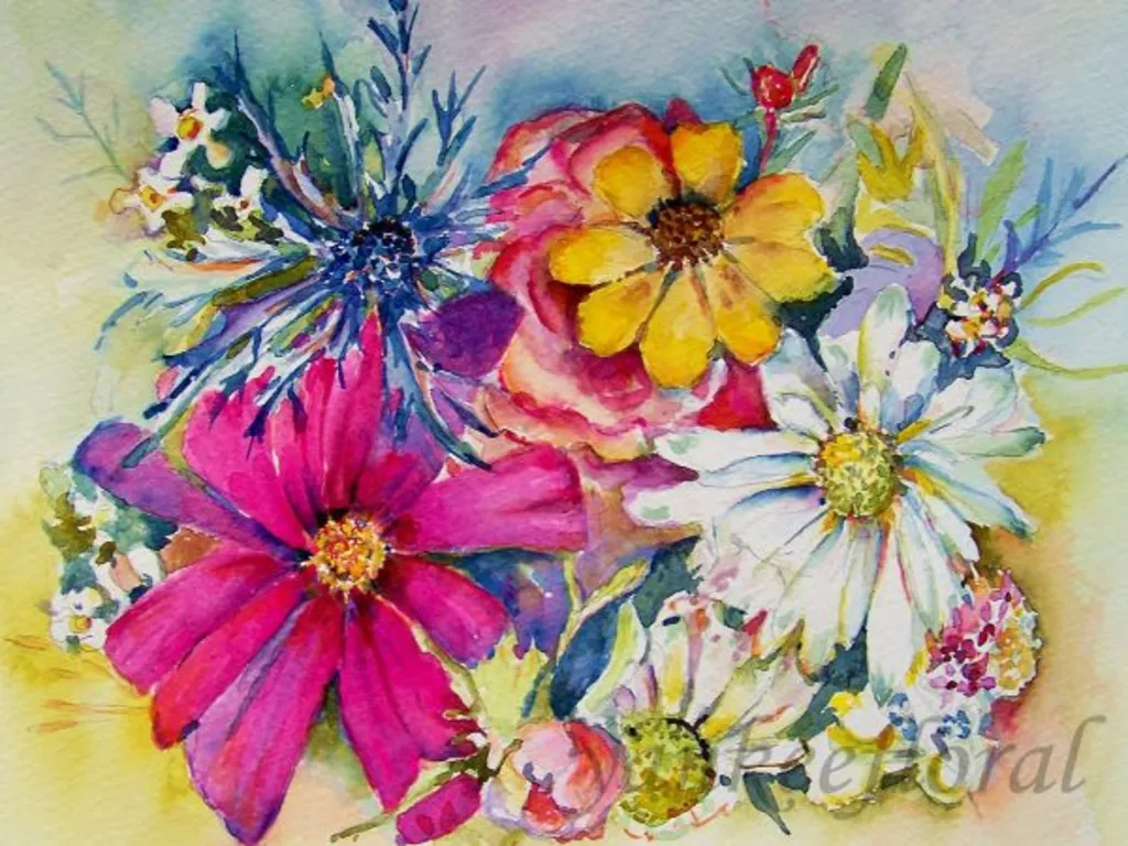Summer Flowers in Watercolor