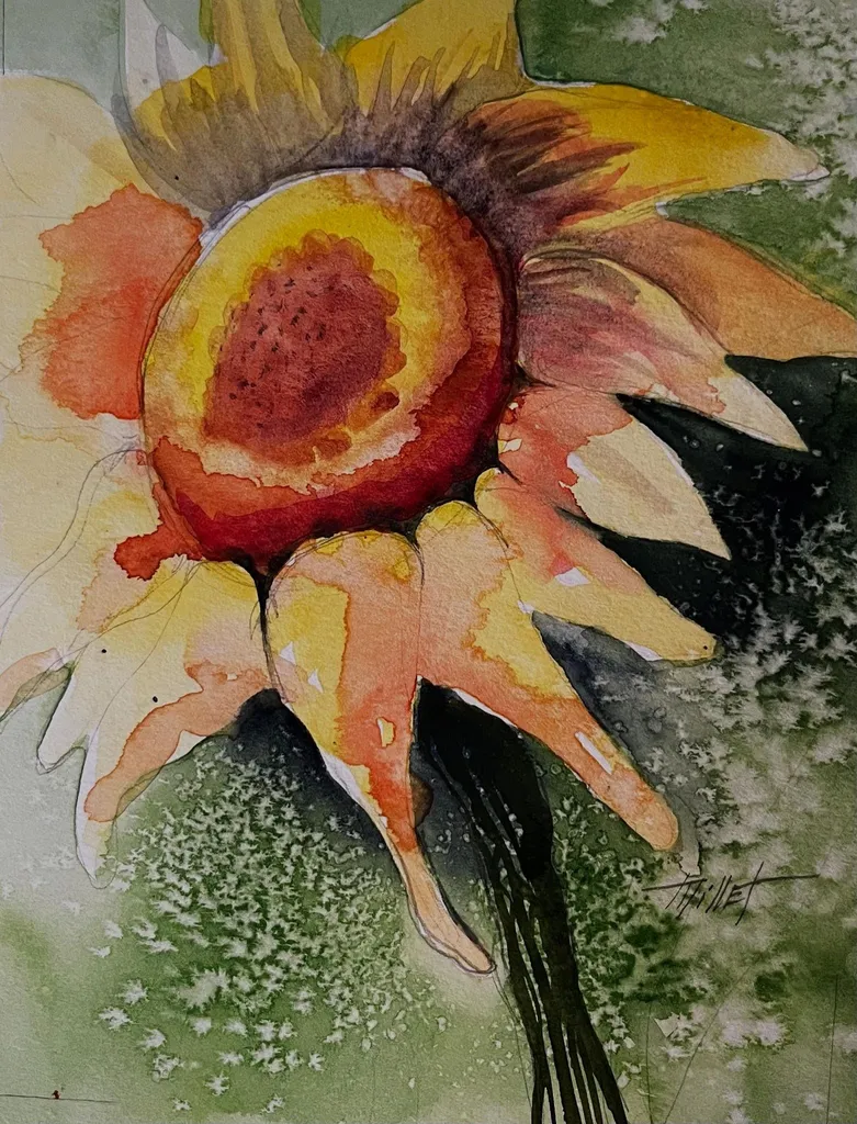 Sunflower Watercolor Painting ( Beginner Level) $50.00