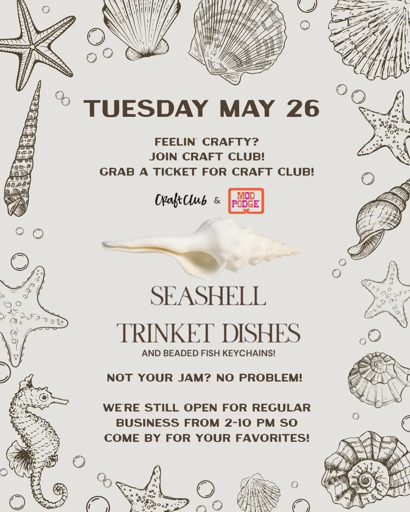 Ticketed Event – Craft Club Seashell Trinket Dishes