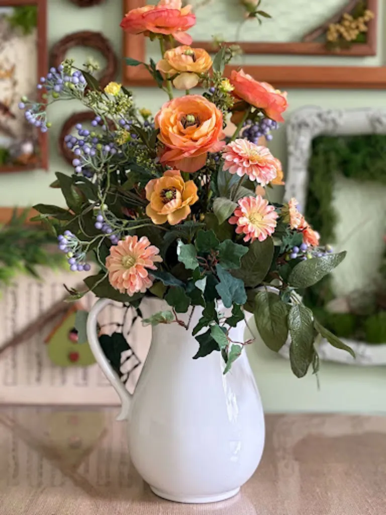 Vintage Pitcher Floral Arrangement $30.00
