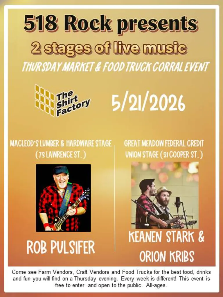 Live Music At The Shirt Factory!