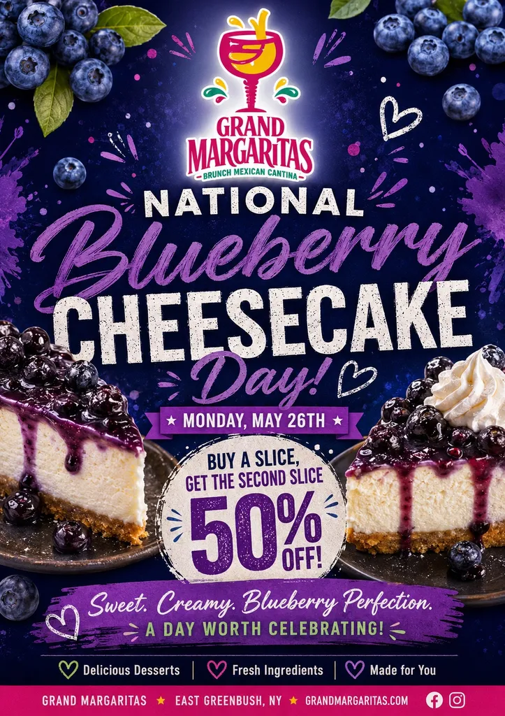National Blueberry Cheesecake/ Music Bingo & Taco Tuesday 20226