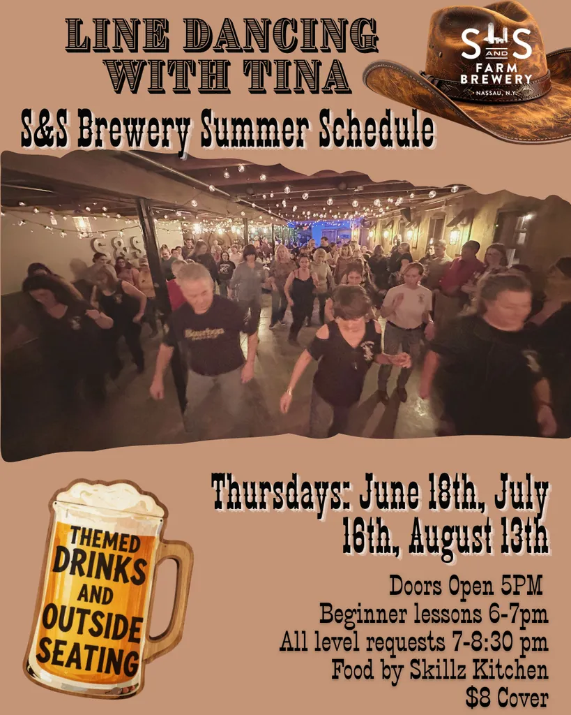 Summer Line Dancing with Tina! Thursdays- June 18th, July 16th, August 13th 5-8:30pm