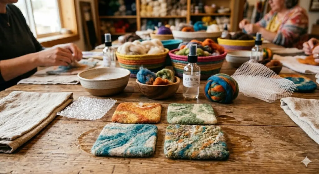 Wet Felted Coasters