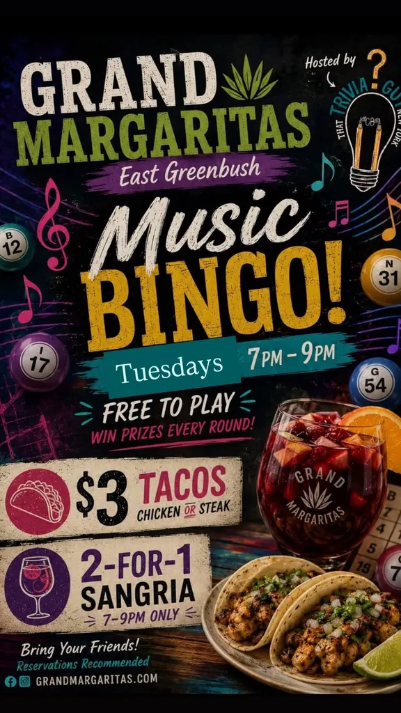 Tuesday Digital Music Bingo at Grand Margaritas East Greenbush