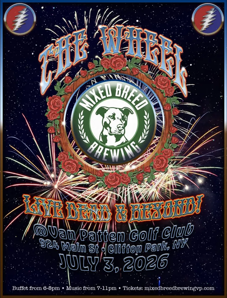 Grateful Dead Night with The Wheel on Fri, July 3rd. Buffet and Show!