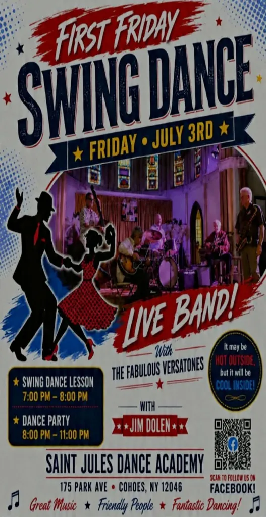 1st Friday swing dance:July 3rd with the fabulous versatones W/ JIM DOLEN