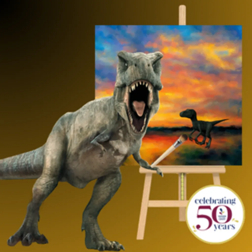 Dinosaur Sunset Painting