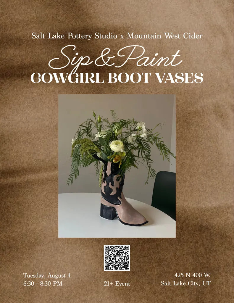 Sip & Paint Boot Vases with Salt Lake Pottery