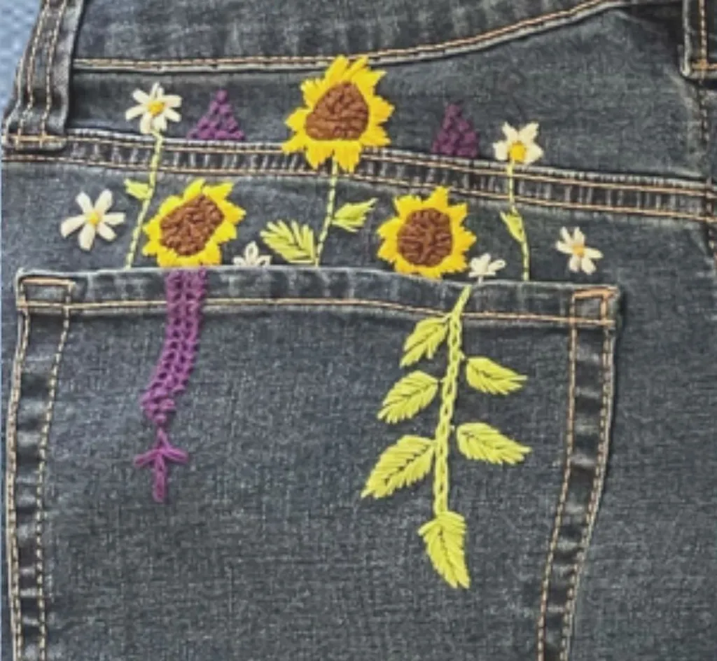 Hand Embroidery on Recycled Denim with Safia Mayar