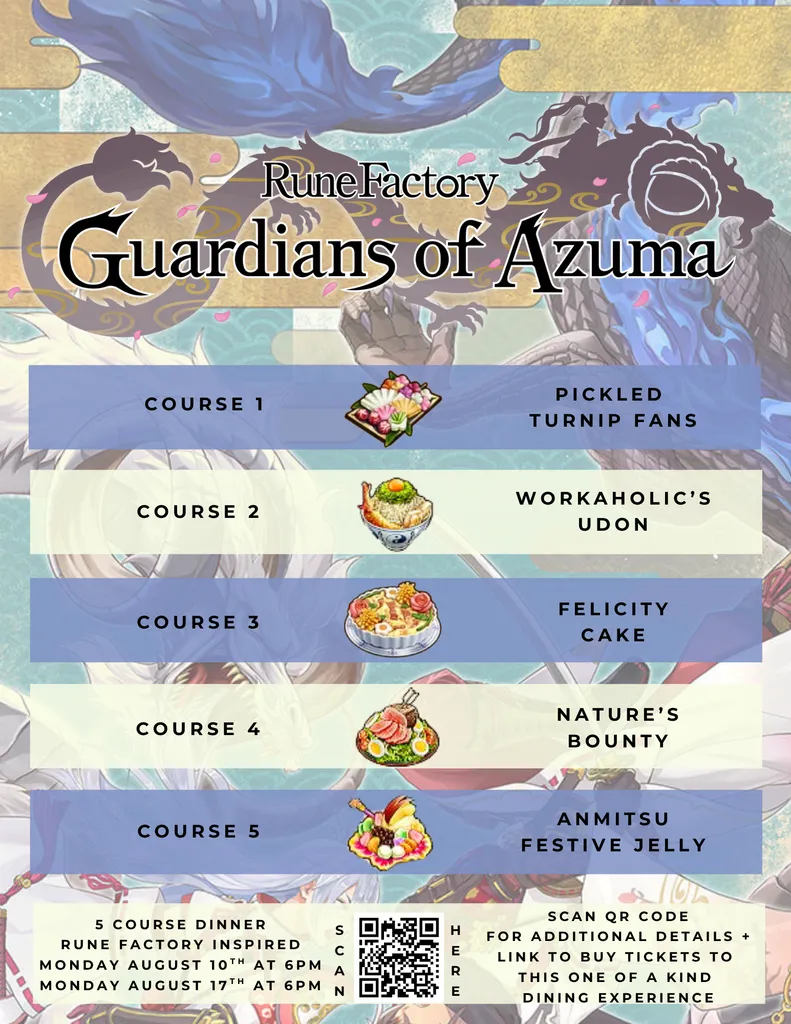 Pixel to Plate: Rune Factory Guardians of Azuma inspired 5 course dinner