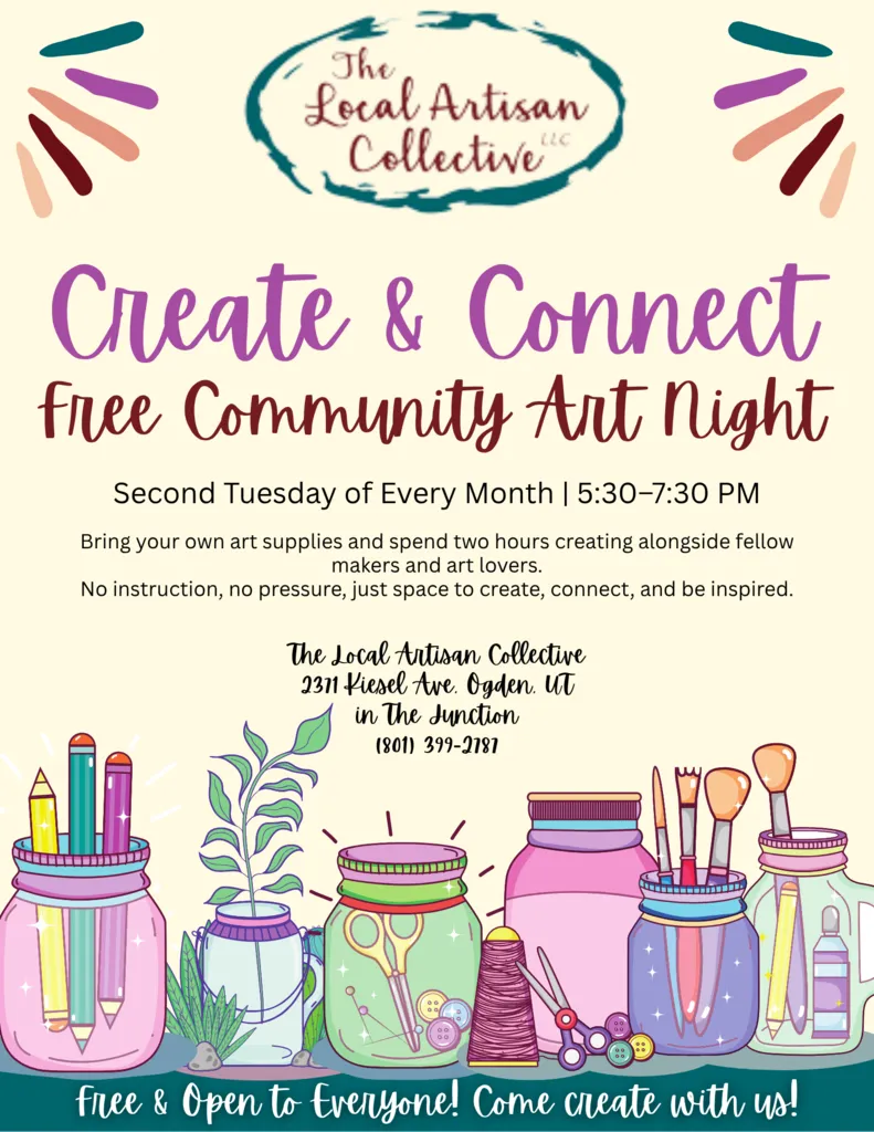 Upcoming FREE Community Art/Craft Night – Second Tuesday Every Month, From 5:30 To 7:30 PM (Hosted By KC, Classroom A&B, Free-Bring Your Own Supplies)