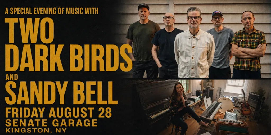 Two Dark Birds and Sandy Bell at Senate Garage
