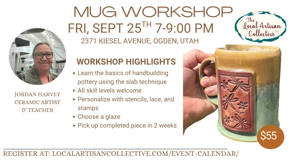 Upcoming Mug Workshop, 9/25/2026 7:00 – 9:00pm (Taught by Jordan, Classroom, $55)