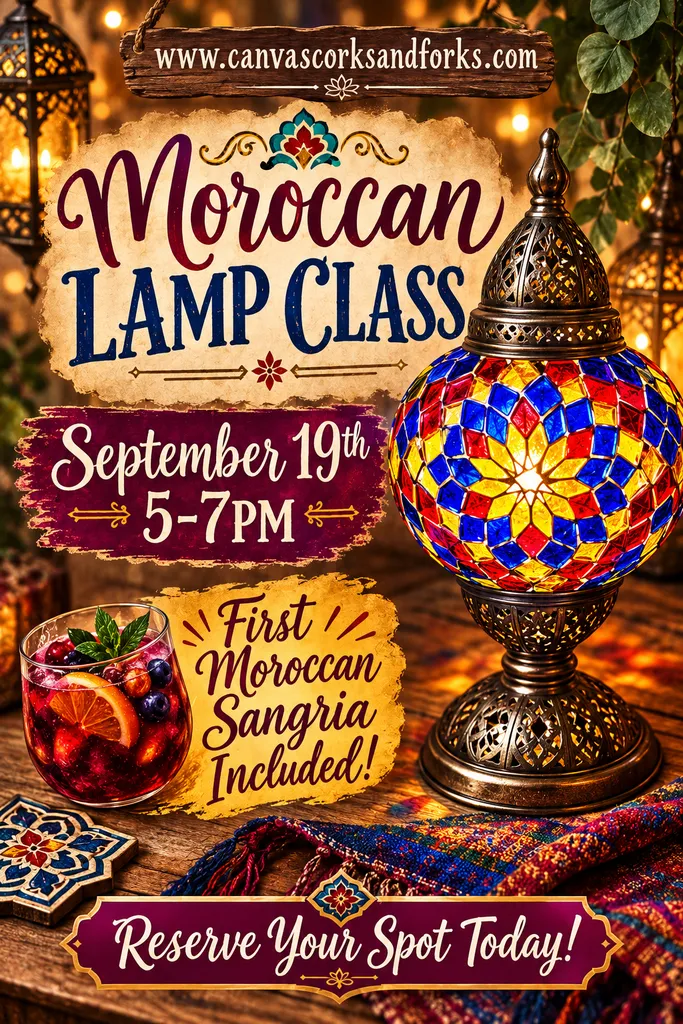 Make your own Moroccan Mosaic Table Lamp!! 1st Moroccan Sangria is FREE!