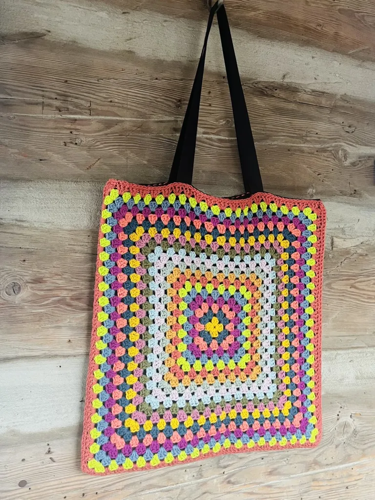 Crochet Granny Square Tote Bag