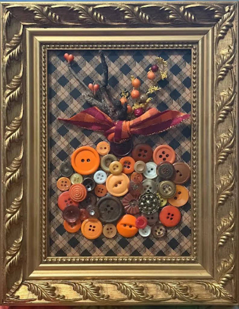 Vintage Button Pumpkin Art