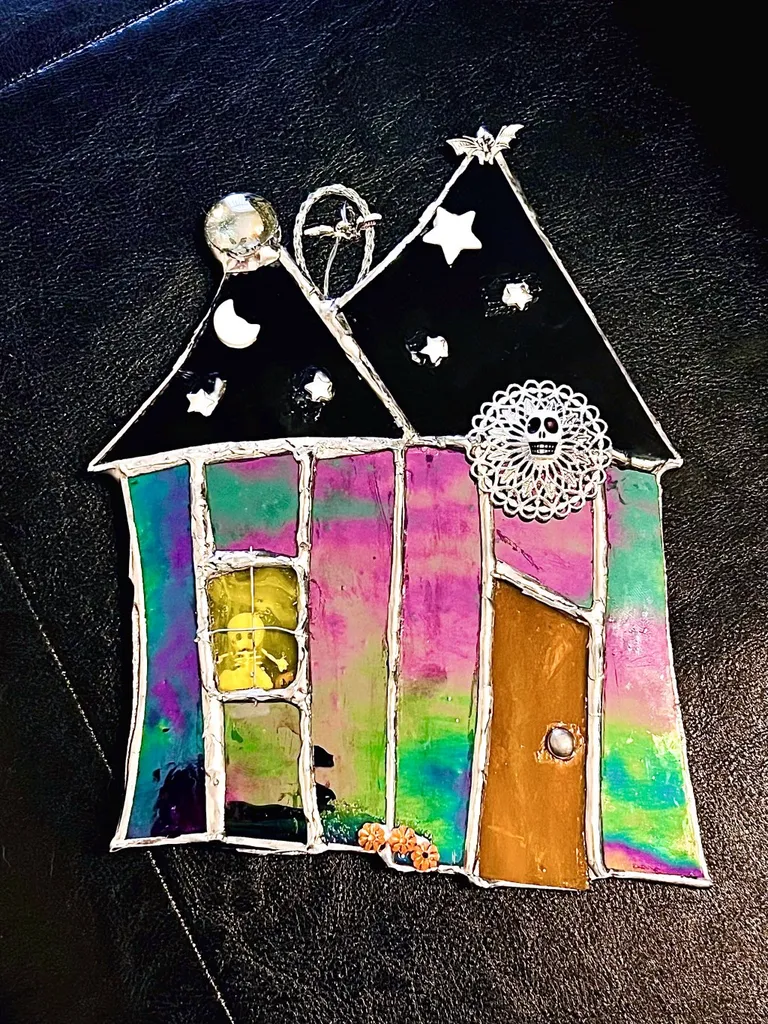 Stained Glass Haunted House Suncatcher