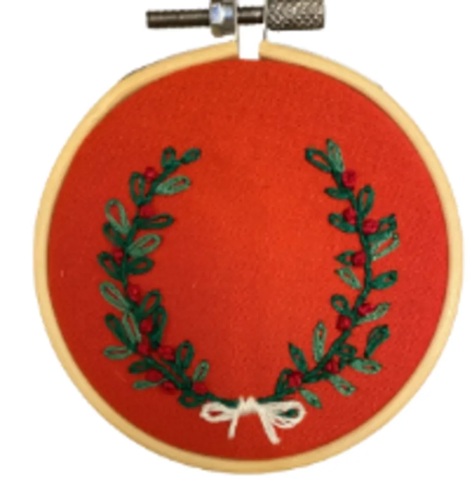Embroidered Mistletoe Wreath