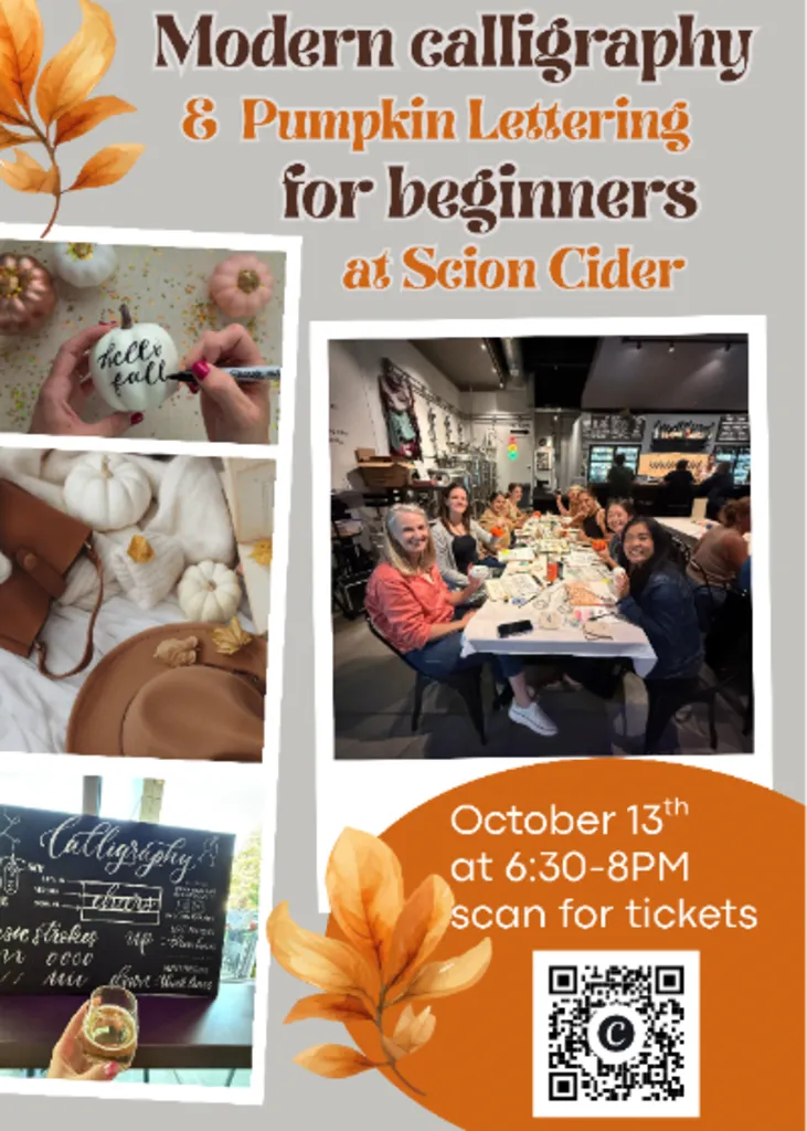 Modern calligraphy & Pumpkin lettering for beginners at Scion Cider