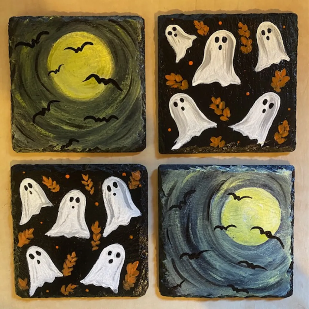 Halloween Slate Coaster Set Paint & Sip Event 10/10/26 @ 6:30pm