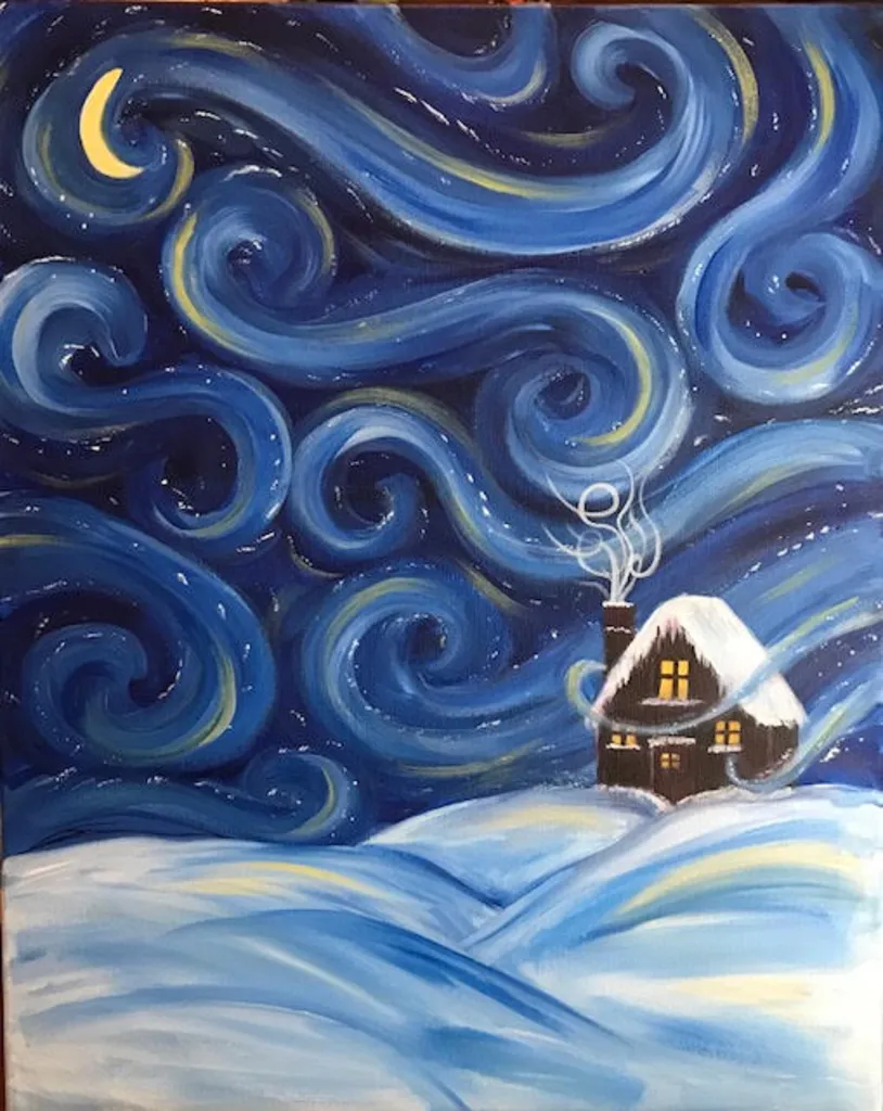 Starry Cabin Paint Class for Holiday Stress Relief 11/12/26 @ 5:30pm Open to All!