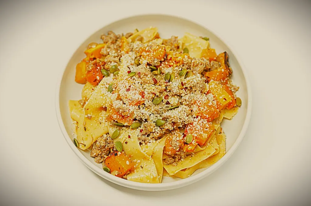 Fresh Pasta: Hand Cut Pappardelle with Butternut Squash and Sausage (December 4)