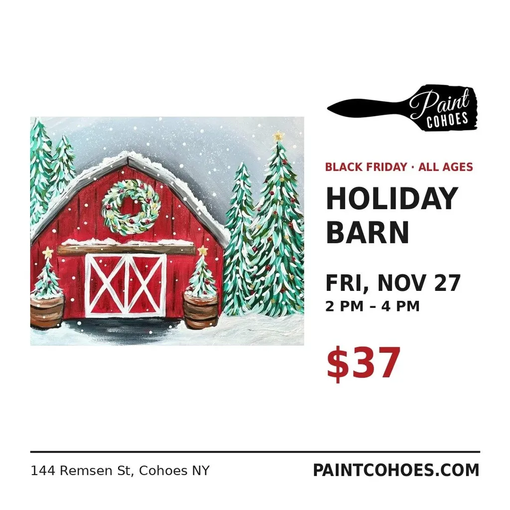 *PUBLIC ALL AGES CLASS* Black Friday Holiday Barn Paint Class Friday November 27th 2pm–4pm