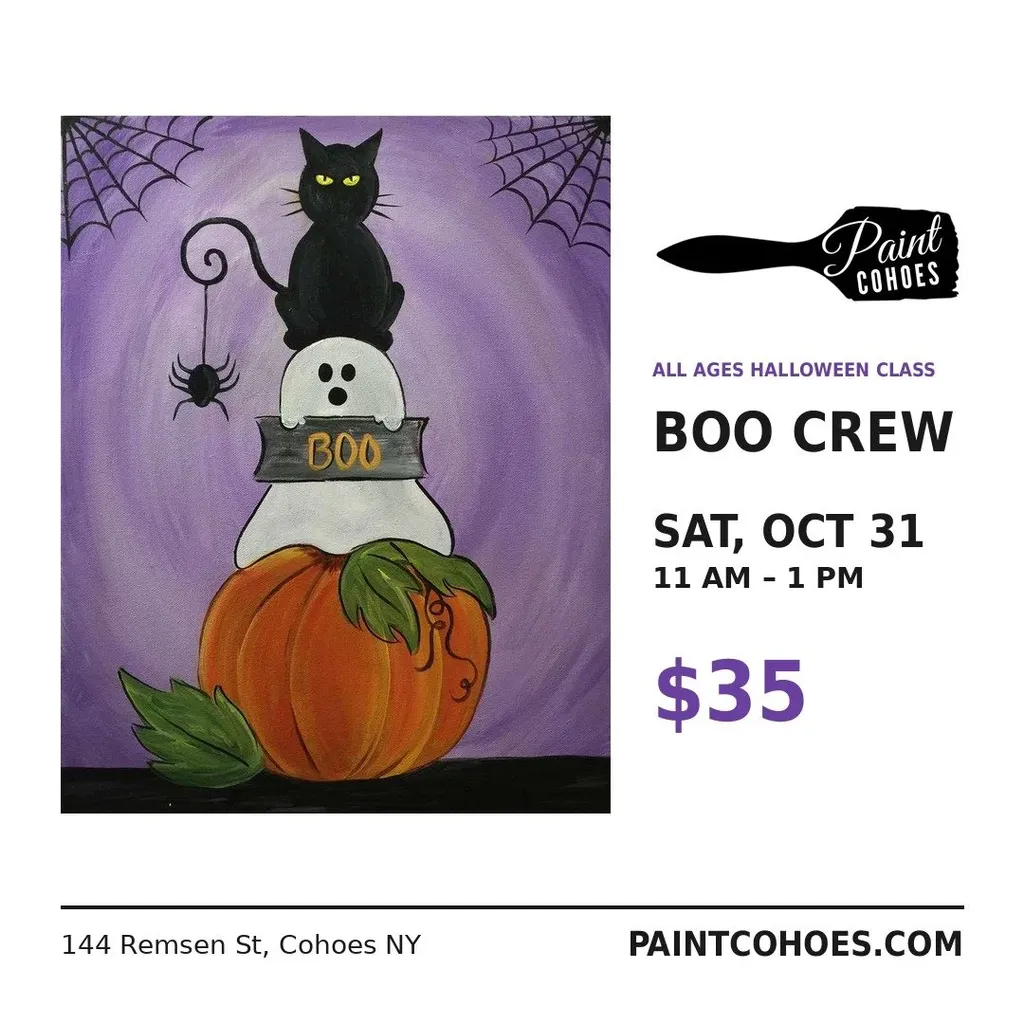 *PUBLIC ALL AGES HALLOWEEN CLASS* Boo Crew Paint Class Saturday October 31st 11am–1pm